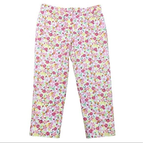 Lilly Pulitzer Size 10 Floral Lady Bugs Capri Pants zipper / button closure - Picture 1 of 8